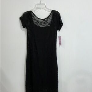 Wild Fable Black Sheath Maxi Dress Scoop Neck Short Sleeve